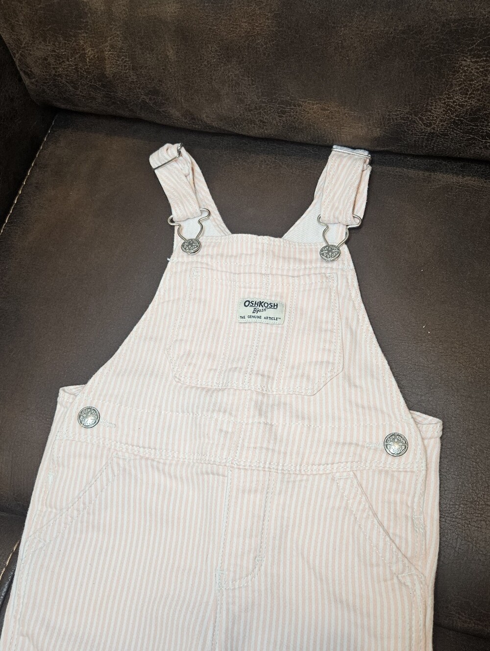 OshKosh B'gosh Pale Pink & White Stripe Kids Overalls 3T